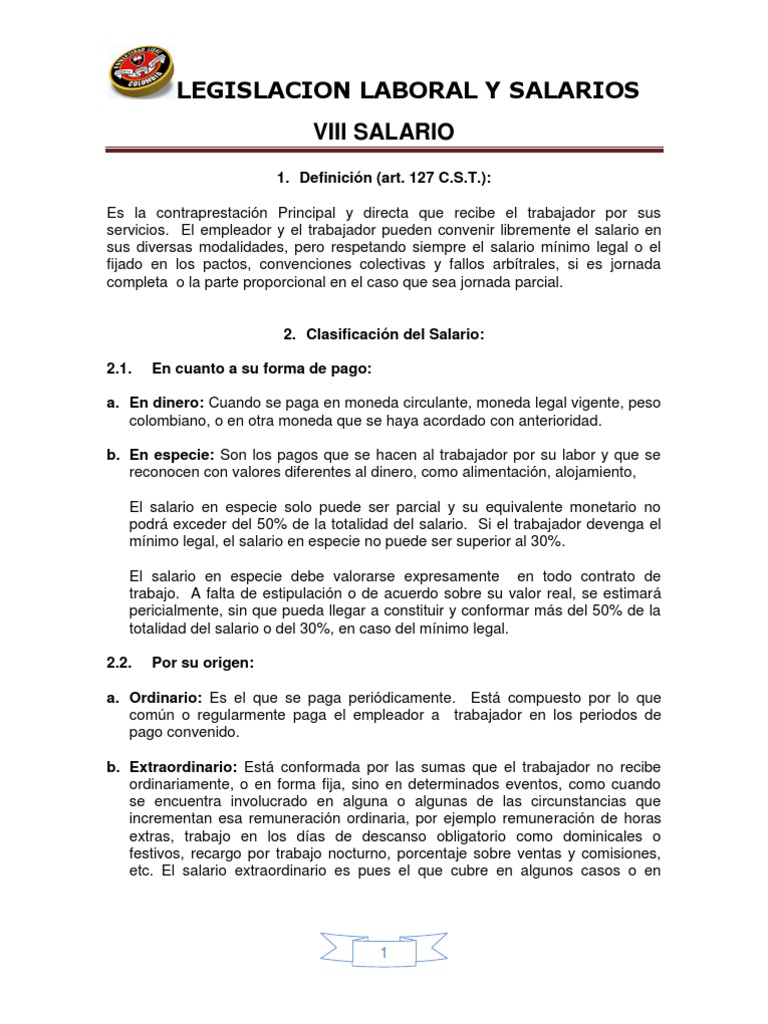 Clasificación y Pago de Salarios | PDF | Salario | Derecho laboral