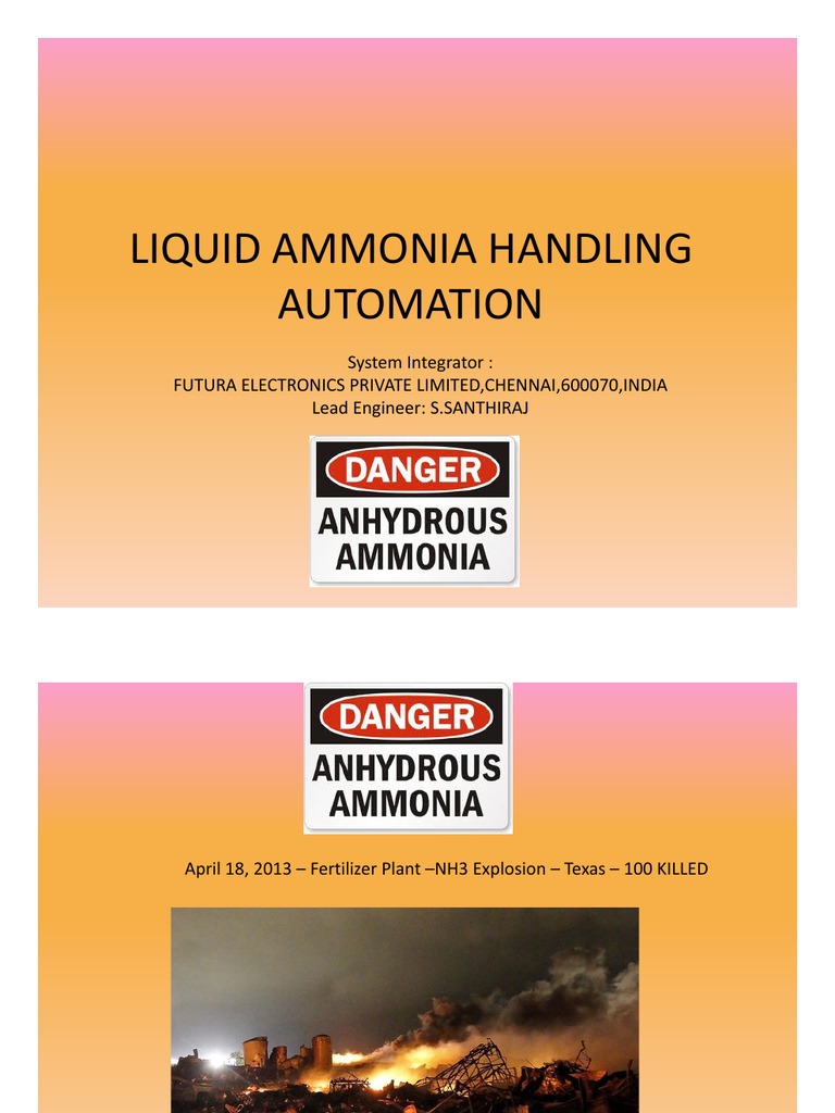 Liquid Ammonia Handling Automation Sis PLC PDF Ammonia Refrigeration