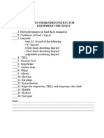 Instructor Equipment Checklist