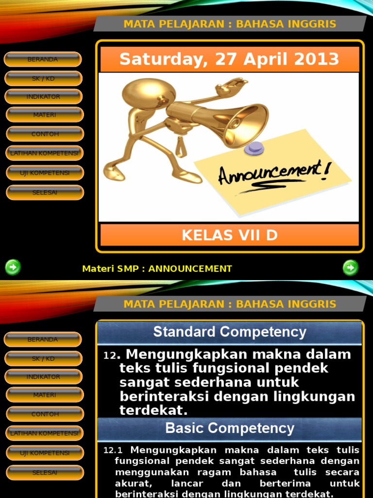 Materi Announcement SMP | PDF | Audition