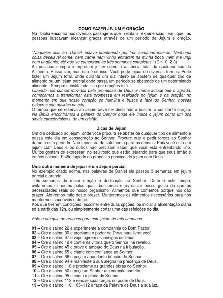 Como Fazer Jejum e Oração | PDF | Jejum | Oração