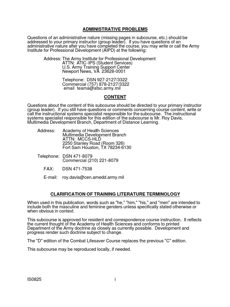 Combat Lifesaver Course Army Pdf Army Military