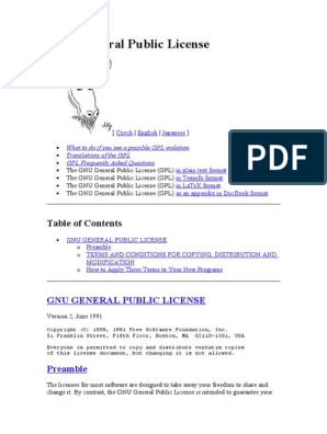 Gnu General Public License Docx Free Software License