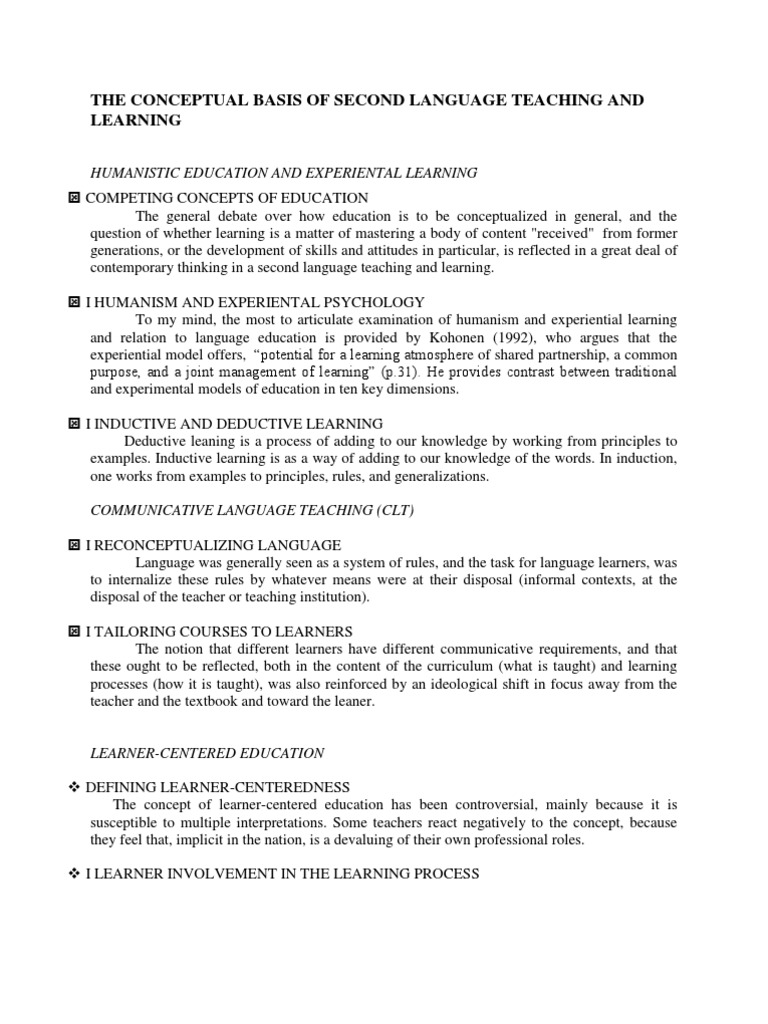 Reconceptualizing Second Language Teaching: A Shift Towards Learner ...