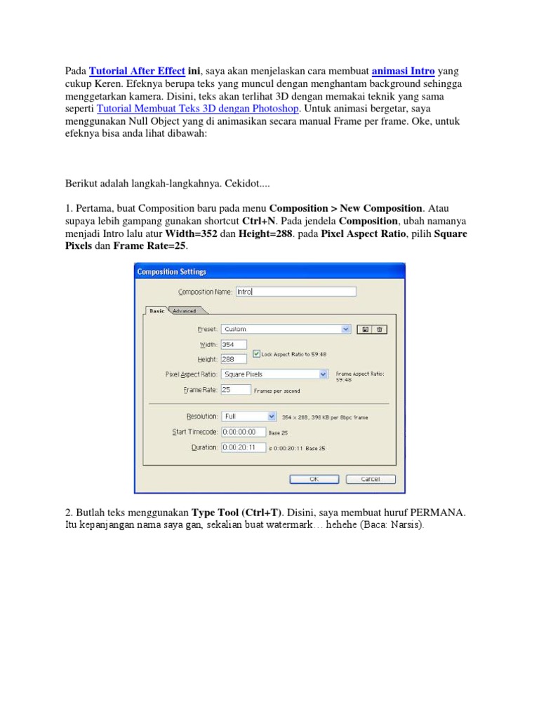 Pada Tutorial After Effect Ini