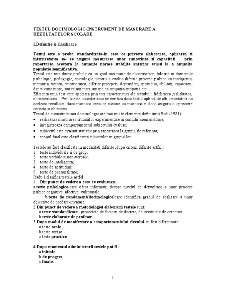 Testul Docimologic | PDF