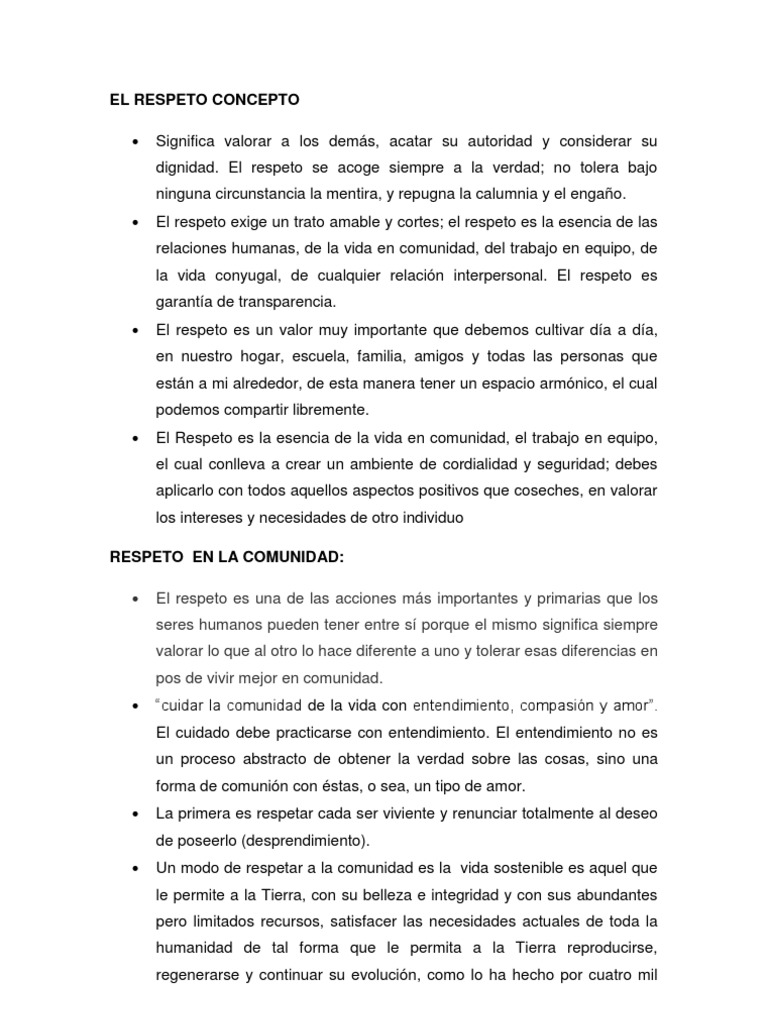 Concepto y Valor del Respeto | PDF | Familia | Vida