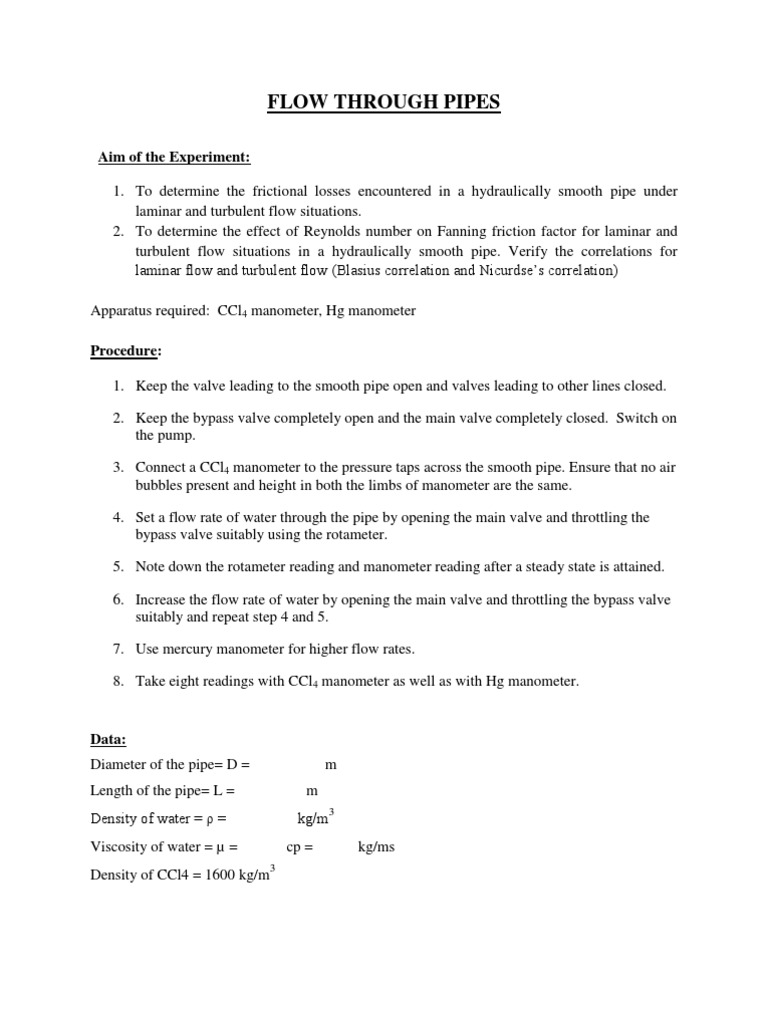 Friction Losses in Pipe Flow Analysis | PDF | Pressure Measurement ...