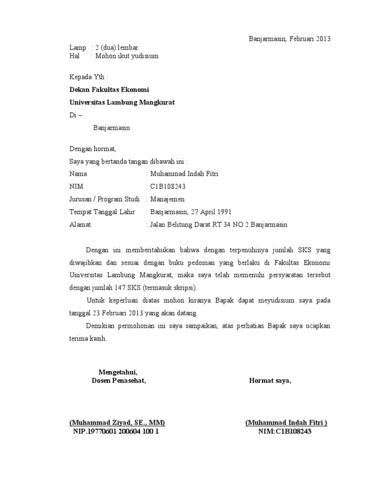 Surat Permohonan Mengikuti Yudisium