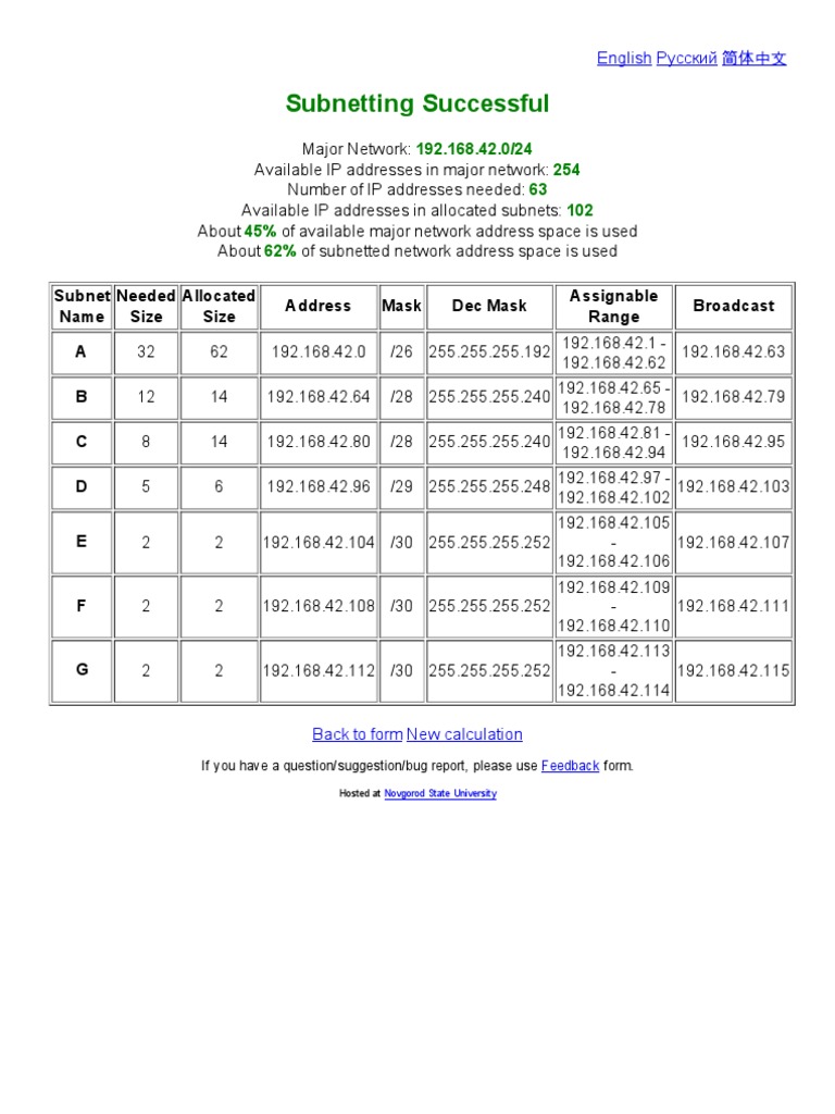 VLSM CIDR Calculator PDF