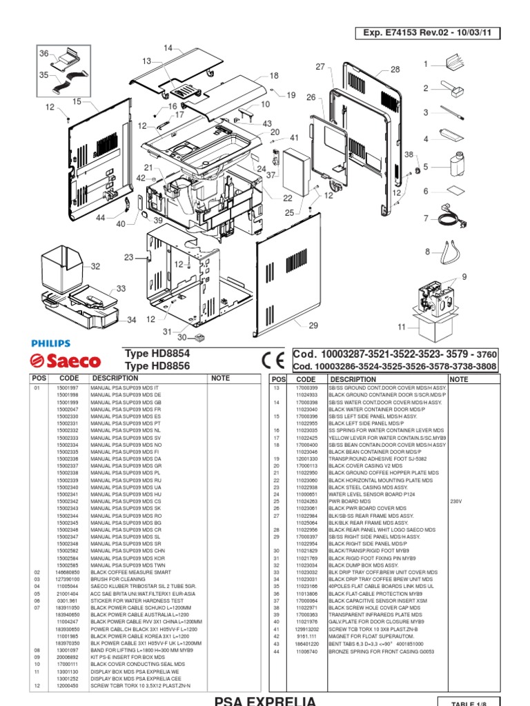 Philips Saeco Exprelia Parts Diagram Thermostat Machines