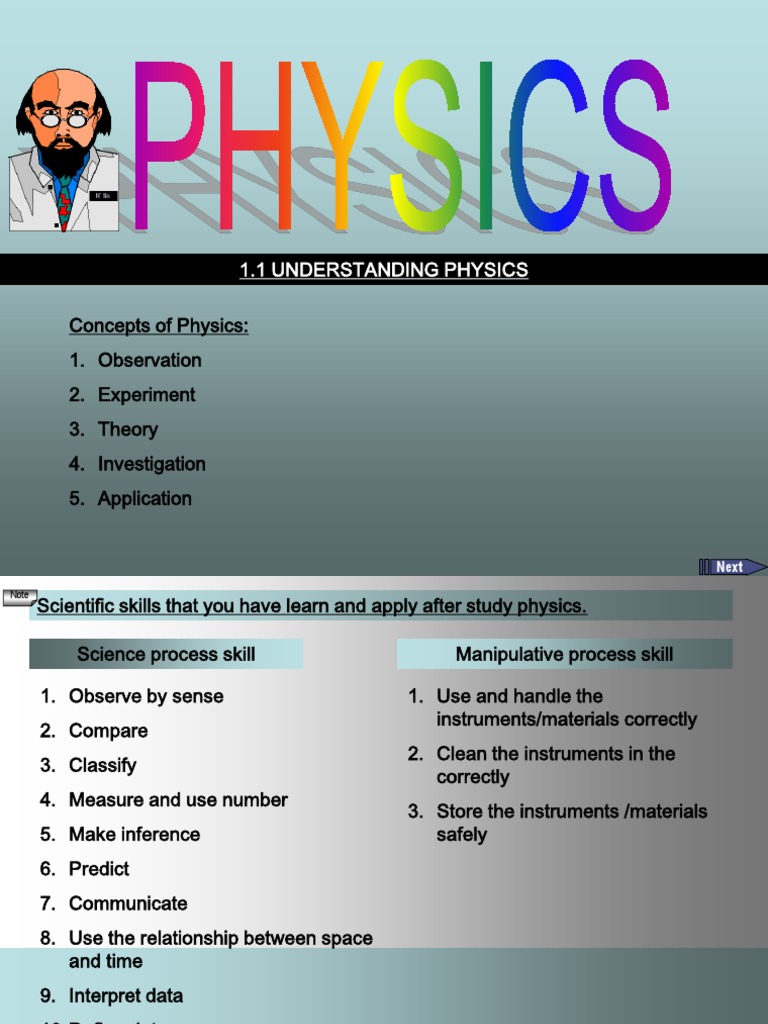 1.1 Understanding Physics: Concepts of Physics: 1. Observation 2 ...