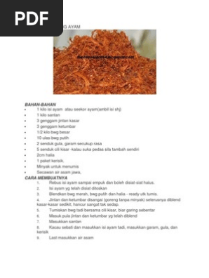 resepi serunding ayam