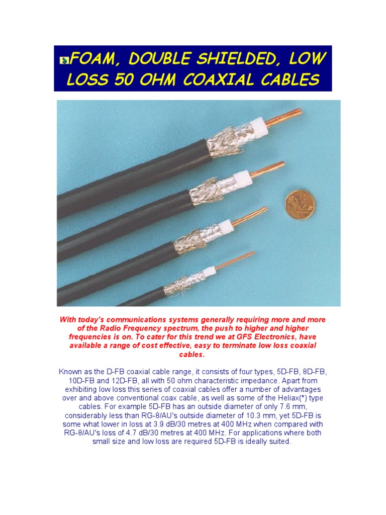 Low Loss Coaxial Cables DFB SERIES PDF Coaxial Cable