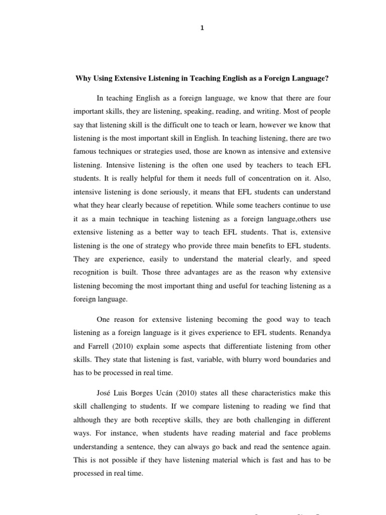 Why Using Extensive Listening in Teaching English As A Foreign Language