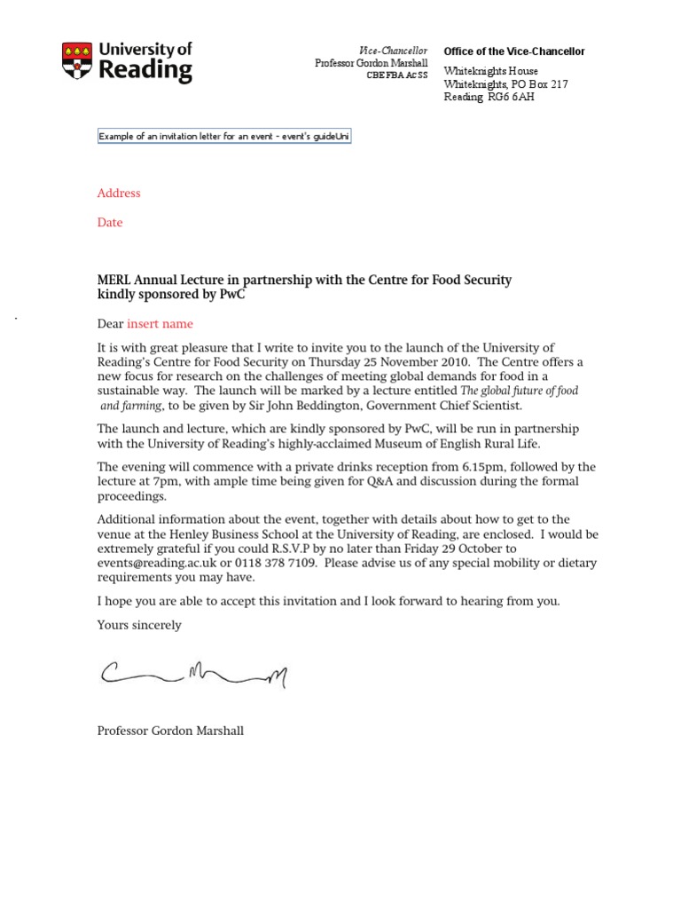 invitation lecture speaker for letter Letter Invitation Example
