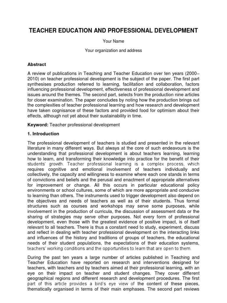 Abstract Teacher Education and Professional Development | PDF | Teacher ...