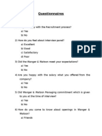 Questionnaire on Recuritment & Selection