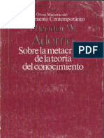 Adorno Theodor - Sobre La Metacritica de La Teoria Del Conocimiento