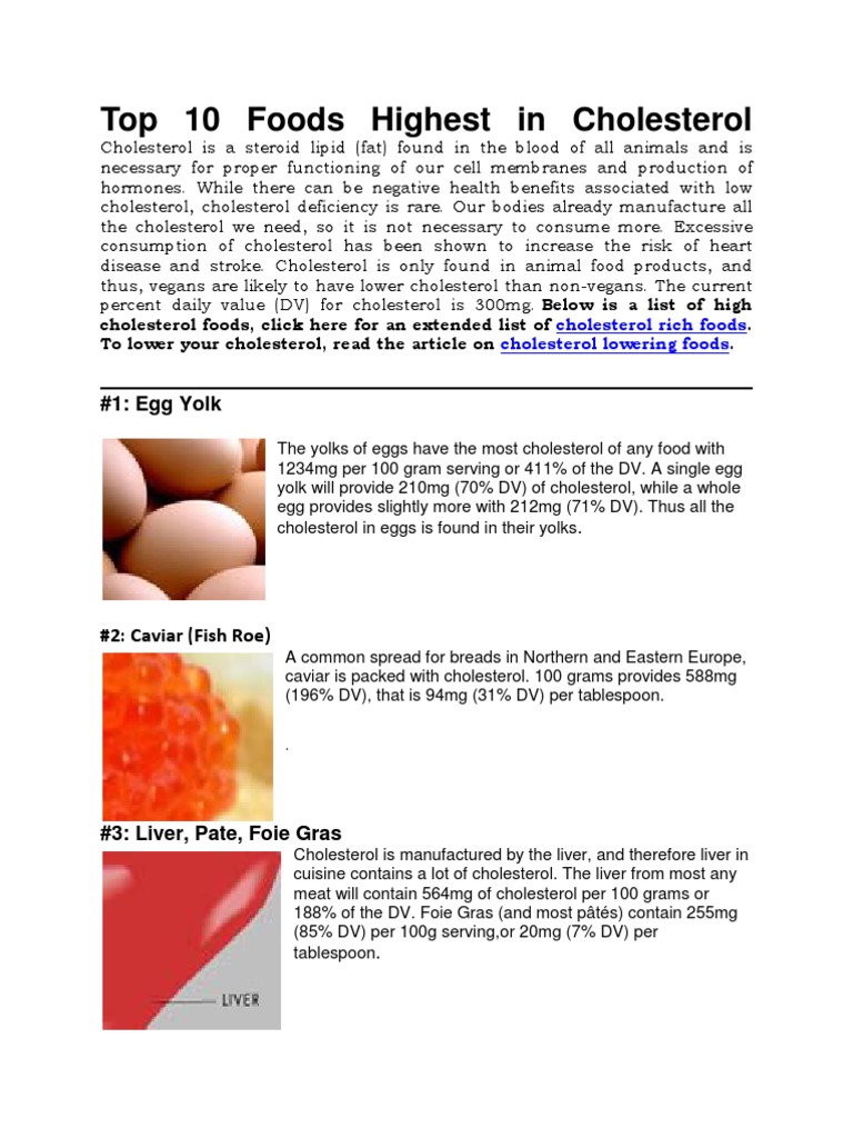 Top 10 Foods Highest in Cholesterol Cholesterol Egg As Food