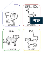 Animal Action Cards For Kids
