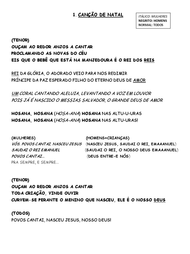 Letra Cantata - Natal 2012 Pib | PDF