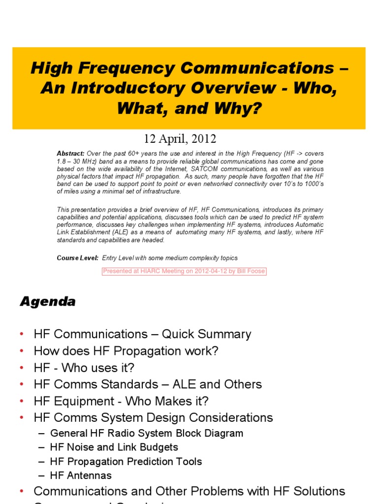 HF Comms | PDF | High Frequency | Signal To Noise Ratio
