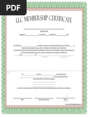 LLC Membership Certificate