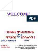 31665415 Foreign Mnc s in India and Comparision Between Pepsico and Coca Cola