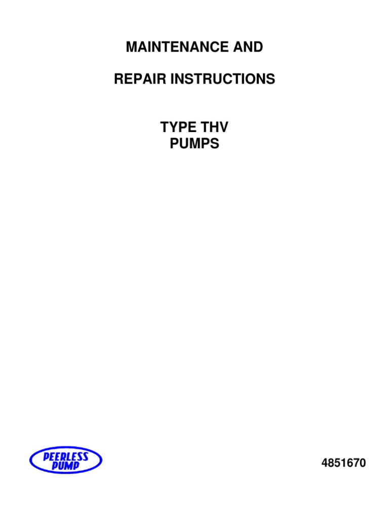 THV Pump Maintenance & Repair Guide | PDF | Pump | Bearing (Mechanical)