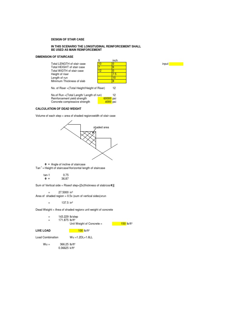Reinforced Concrete Staircase Design | PDF | Stairs | Strength Of Materials