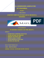 Mechanical Engineering Association, Nit Warangal: Scientific Computing With MATLAB Mechanical Engineers