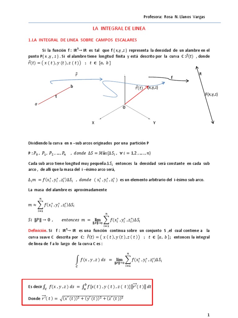 Integral de Línea: Definición y Ejemplos | PDF