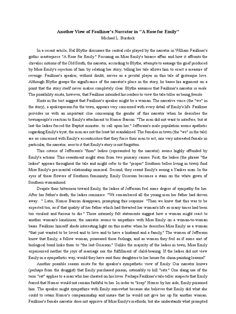 Reconsidering the Gender of the Narrator Arguing that Faulkner's