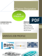Presentation On Job Profile of Various Designation: Prepared By: Submitted To