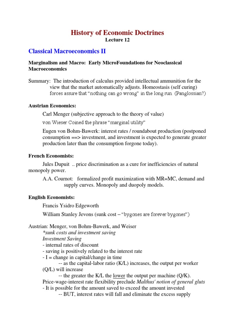 Economic Doctrines: Marginalism & Neoclassicism | PDF | Keynesian ...