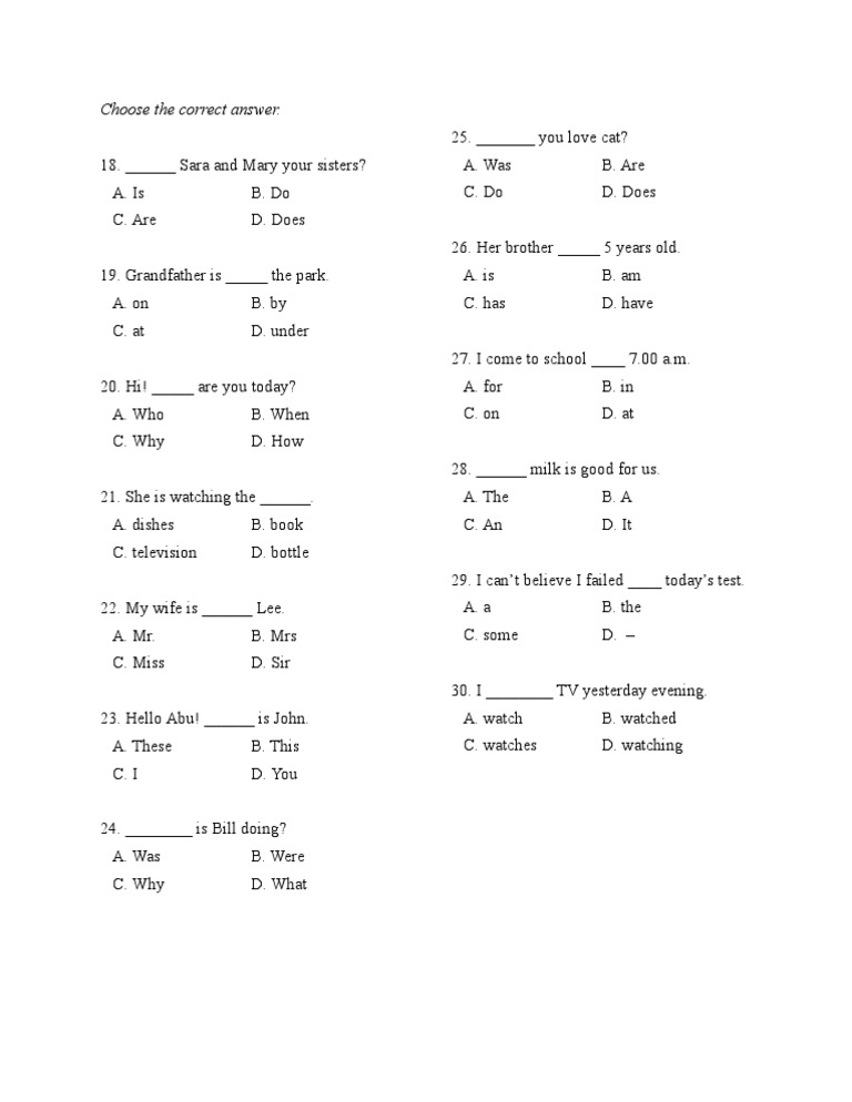English Grammar Quiz Questions | PDF