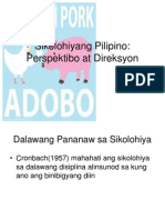 Sikolohiyang Pilipino Perspektibo at Direksyon