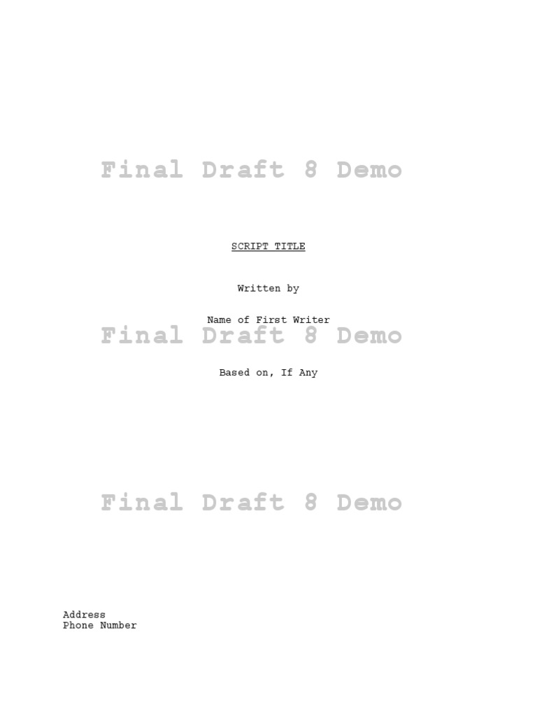 Final Draft 8 Demo: Script Title | PDF