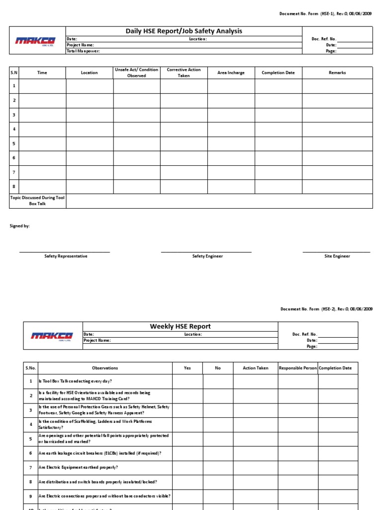 HSE Safety and Inspection Forms | PDF