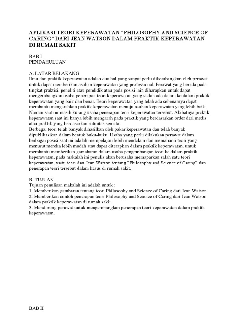 APLIKASI TEORI KEPERAWATAN “PHILOSOPHY AND SCIENCE OF