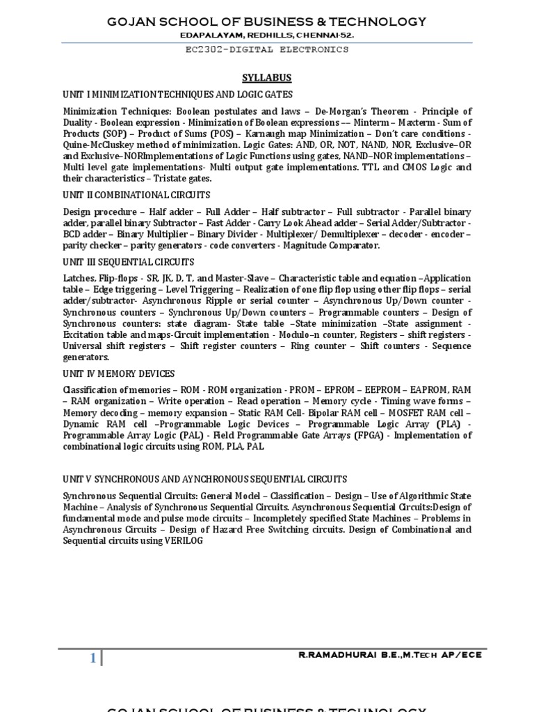Boolean Algebra and Logic Gates. PDF Digital Electronics Logic Gate