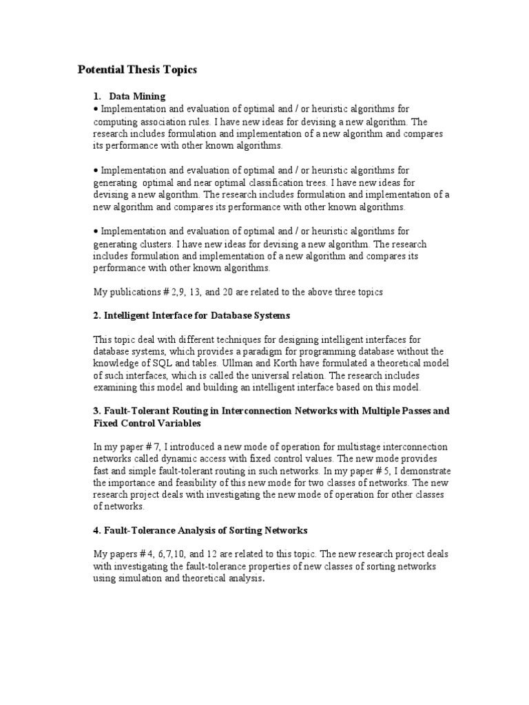 Potential Thesis Topics | PDF