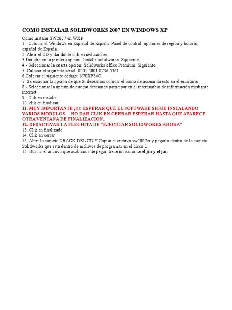 Como Instalar Solidworks 2007 | PDF