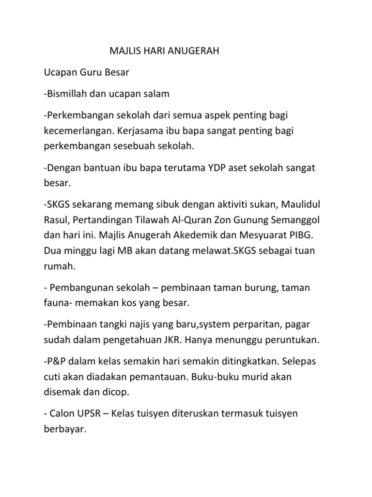 Majlis Hari Anugerah Pdf