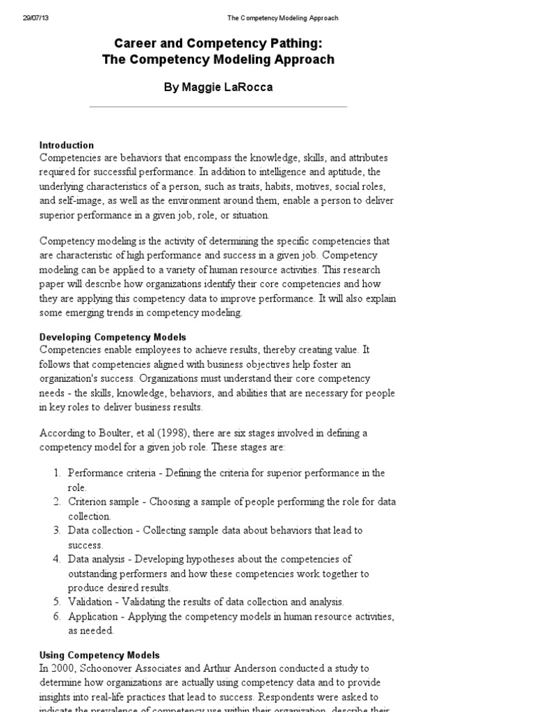 Competency Modeling for Organizational Success | PDF | Competence ...