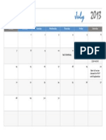 July 2013 Calendar