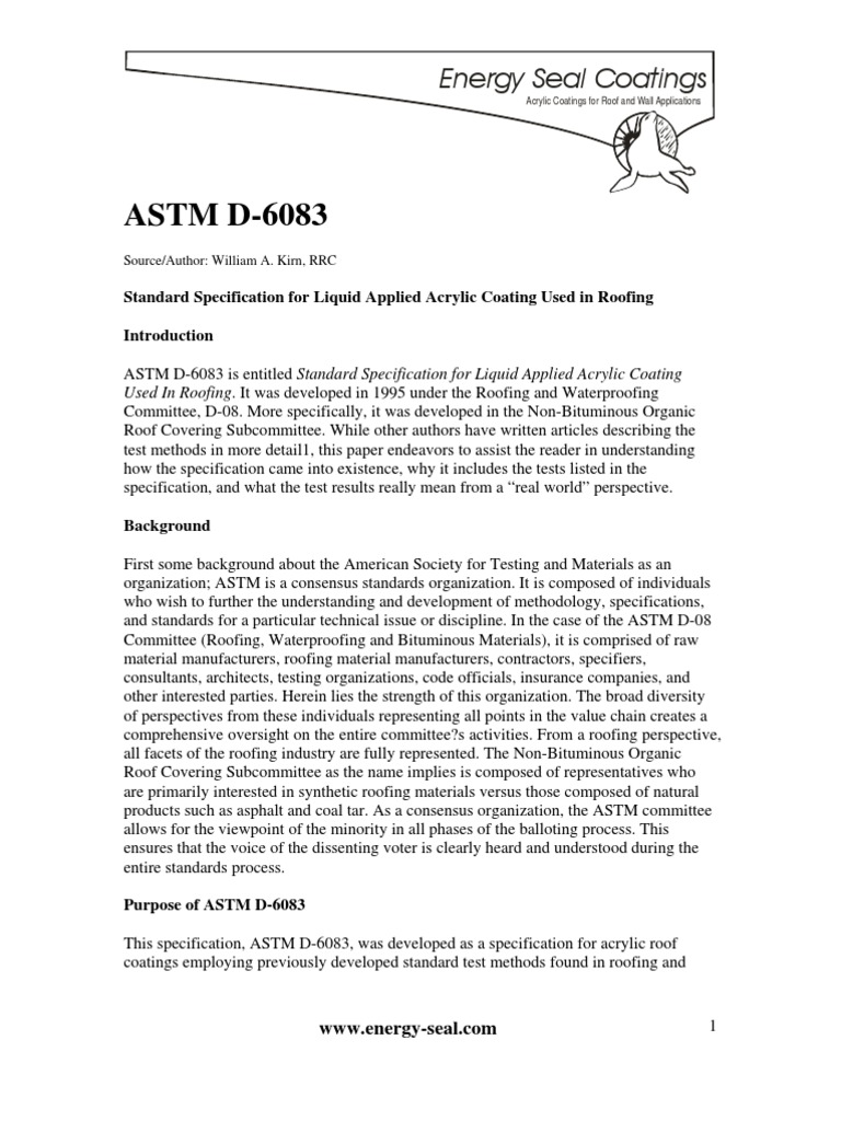 ASTM D-6083 Acrylic Coating Standards | PDF | Technology & Engineering