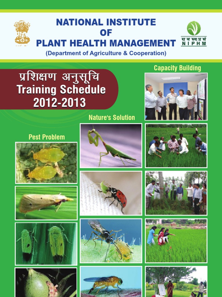 Training Schedule for Plant Health Management Professionals NIPHM's