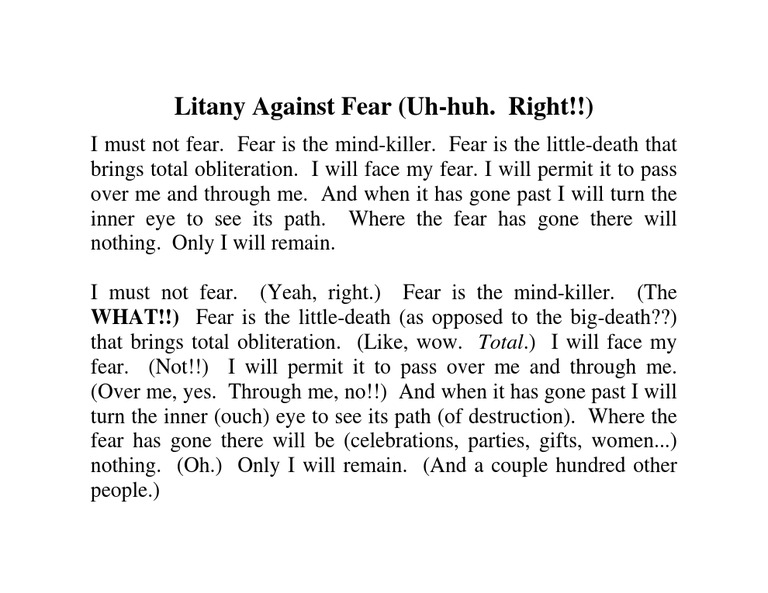 Litany Against Fear Pdf